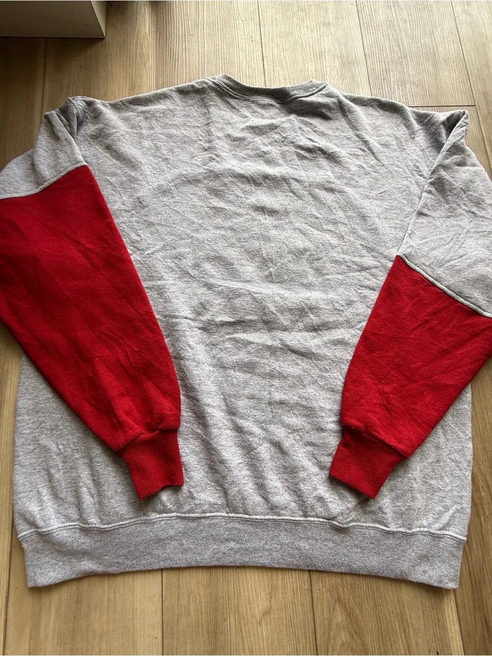 Reworked upcycled adidas Men’s Red & Gray Trefoil Crewneck Sweatshirt